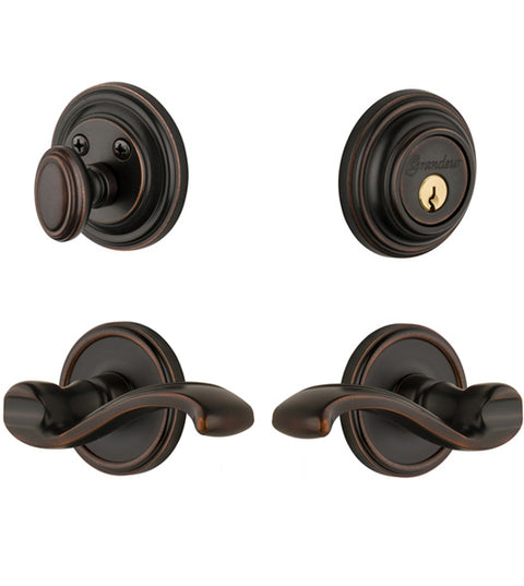 Single Cylinder Portofino Entryset With Georgetown Rose, Grandeur GEOPRTCOM