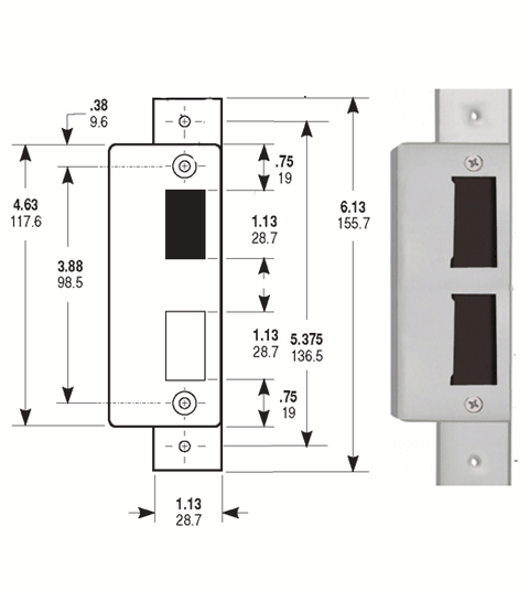 Mortise Deadlatch Double Strike Assembly, TH1100-ST1