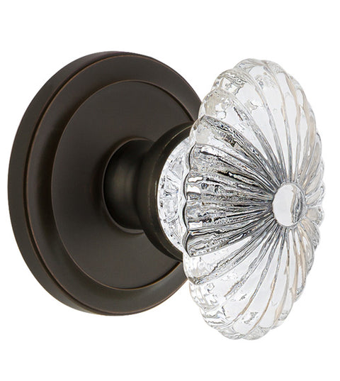 Burgundy Crystal Knob with Circulaire Rose, Grandeur CIRBUR