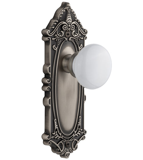 Porcelain Hyde Park Knob With Grande Victorian Rose, Grandeur GVCHYD