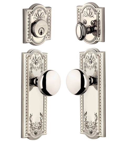 Parthenon Rose With Fifth Avenue Knob Single Cylinder Combo, Grandeur PARFAVCOM