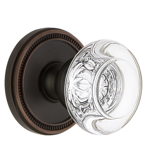 Crystal Bordeaux Knob with Soleil Rosette, Grandeur SOLBOR