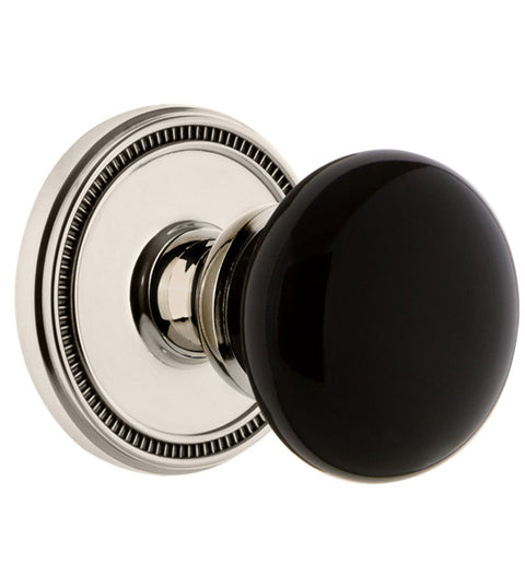 Black Porcelain Coventry Knob with Soleil Rose, Grandeur SOLCOV