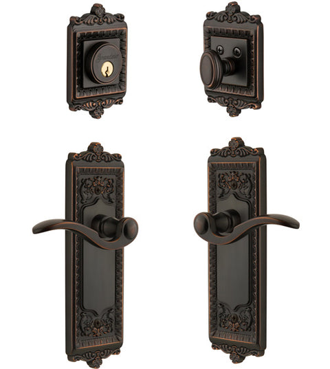 Windsor Plate With Bellagio Lever Single Cylinder Combo, Grandeur WINBELCOM