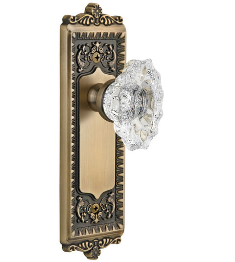 Crystal Biarritz Knob With Windsor Plate, Grandeur WINBIA