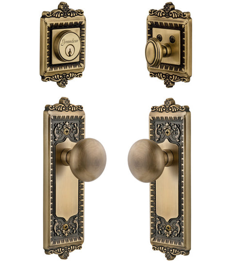 Windsor Rose With Fifth Avenue Knob Single Cylinder Combo, Grandeur WINFAVCOM