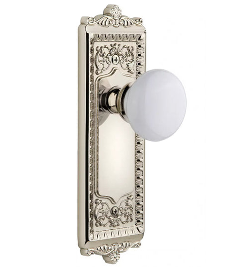 Windsor Plate With Hyde Park Porcelain Knob, Grandeur WINHYD