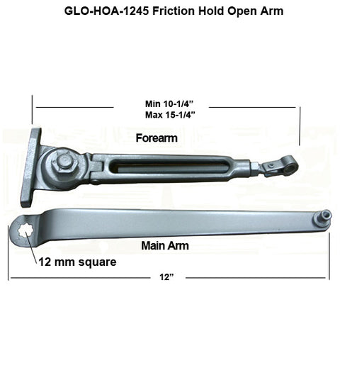 Doorware.com Door Closer Friction Hold Open Arm, Global HOA-1245