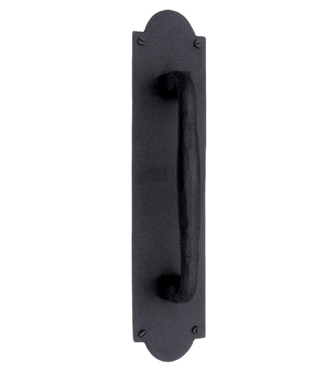 15-3/4 Inch Arched Iron Art Door Pull With Plate, Acorn ILQBP