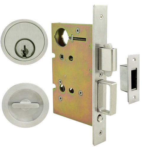Round Luna Pocket Door Keyed Entry, INOX FH22PD8450