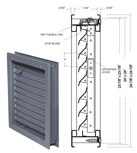 24 x 24 Fusible Link Louver Kit, NGP L-1900-24x24
