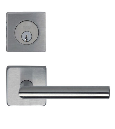 Omnia #12S Stainless Steel Entry Lever Set with Square Deadbolt, Omnia 12S/D9000SAUS32D