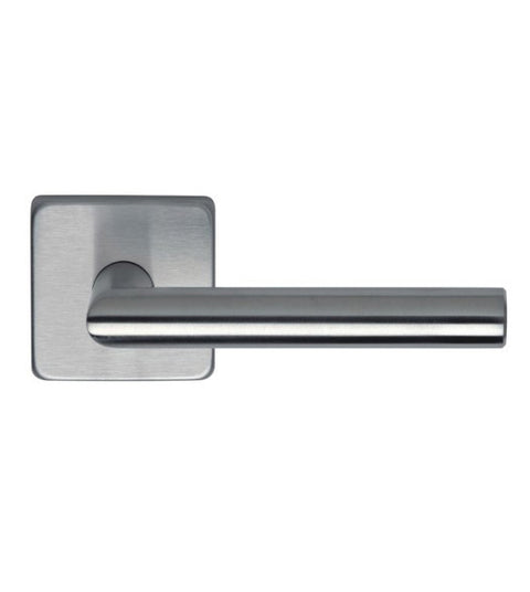 Stainless Steel Door Lever Set With Square Rose, Omnia #12S