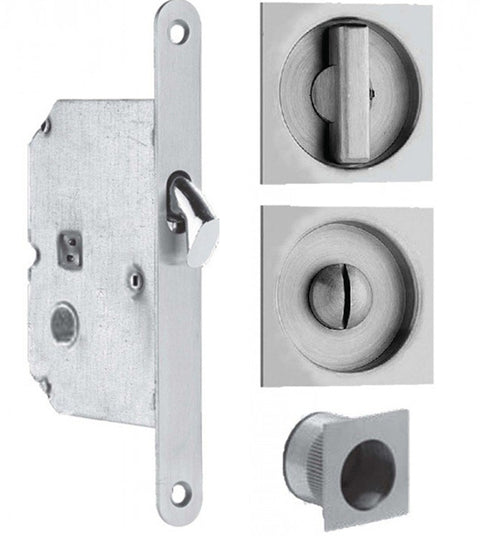 Stainless Steel Square Privacy Sliding Pocket Door Lock Set, Omnia 3911-US32D