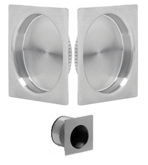 Square Stainless Steel Passage Pocket Door Set, Omnia 3911P-US32D