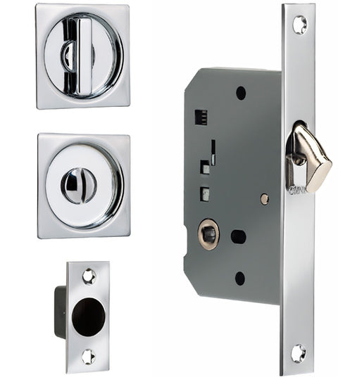 Square Privacy Pocket Door Mortise Lock, Omnia 3911S
