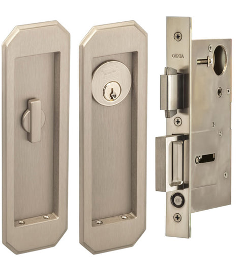 Arched 7 Inch Pocket Door Keyed Entry Set, Omnia 7039/A