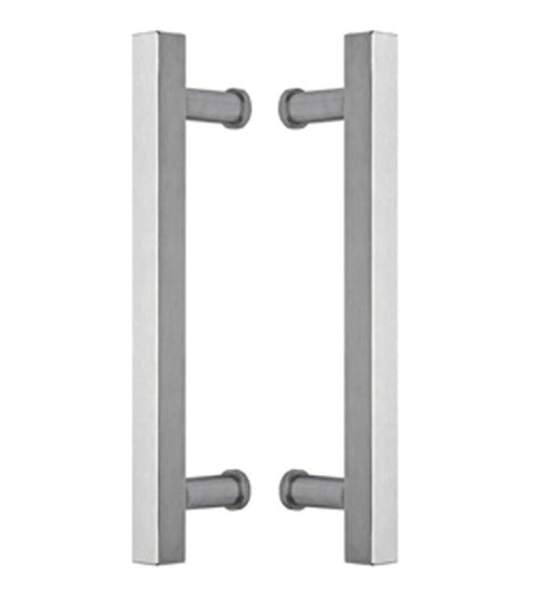 15 Inch Square Stainless Glass Door Handles, Pair, Omnia 8190/B300-US32D