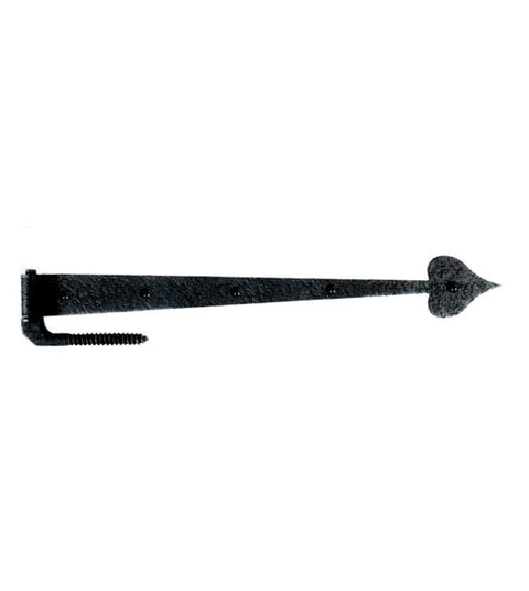 17 Inch Heart Tip Rough Iron Strap Hinge For Gates With Wood Screws, Acorn RIIBP