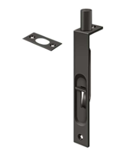 Solid Brass 6 Inch Flush Bolts with Square Corners, Deltana DEL-6FBS