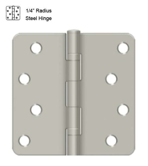 4 x 4 x 1/4 Radius Residential with Ball Bearings Steel Hinge, ZigZag Holes, Pair, Deltana S44R4BB