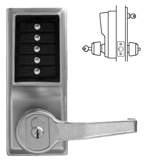 Simplex Keypad Entry Lever Lock with Privacy Feature and Key Override, KABA L1076
