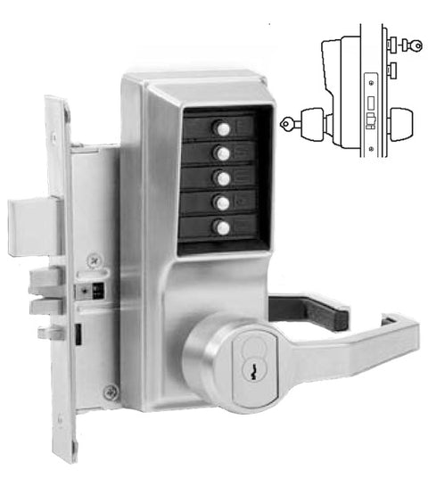 Simplex Keypad Mortise Lever Lock with Deadbolt and Key Override, KABA 8148S26D