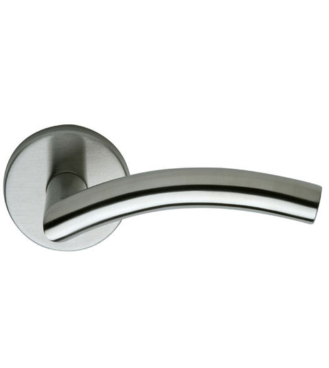 Curved Stainless Steel Door Lever Set, Omnia #45