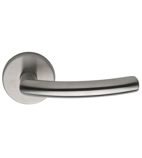 Modern Curved Stainless Steel Door Lever Set, Omnia #47