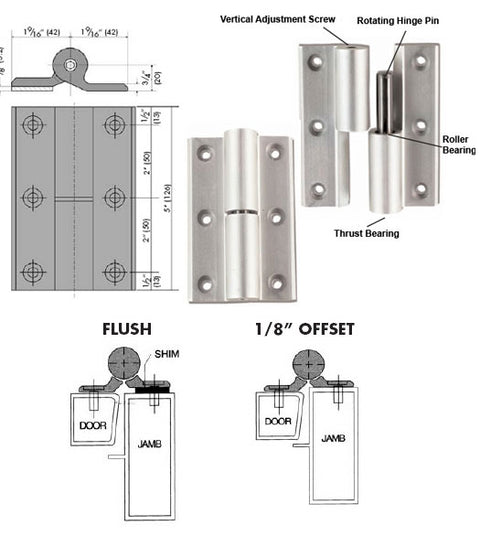 Commercial Aluminum Full Surface Hinge, Pair, TH1100-HK1