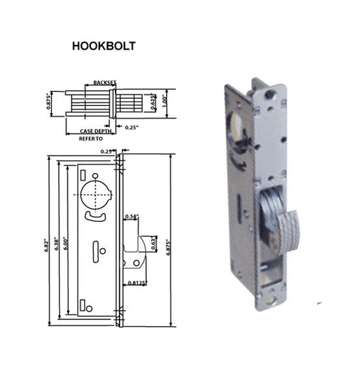 Sliding Door Mortise Lock Hookbolt Body TH1102
