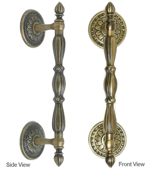 Decorative 10 Inch Ornate Pull with Rosettes, FII1229/10