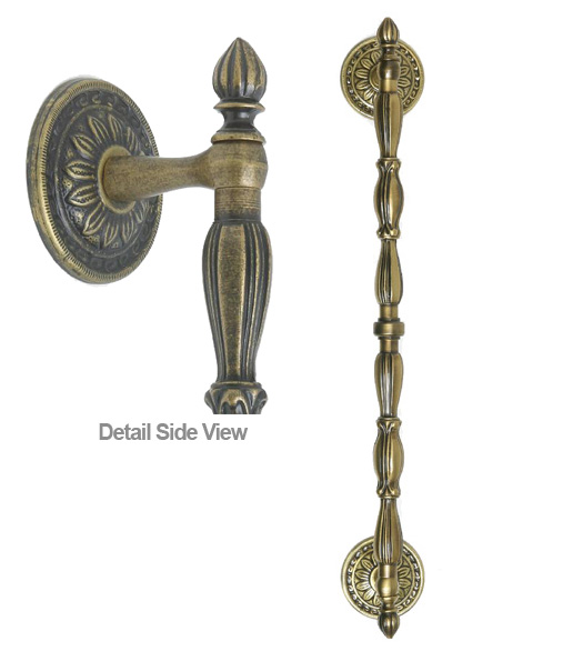 Decorative 17 Inch Ornate Door Pull with Rosettes, FII1229/1/17