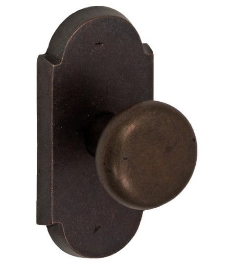 Doorware.com Half Round Sandcast Bronze Knob With Large Scalloped Plate, Fusion 07-C7