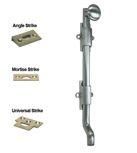Solid Brass 10 Inch Offset Surface Bolt, Deltana FPG10