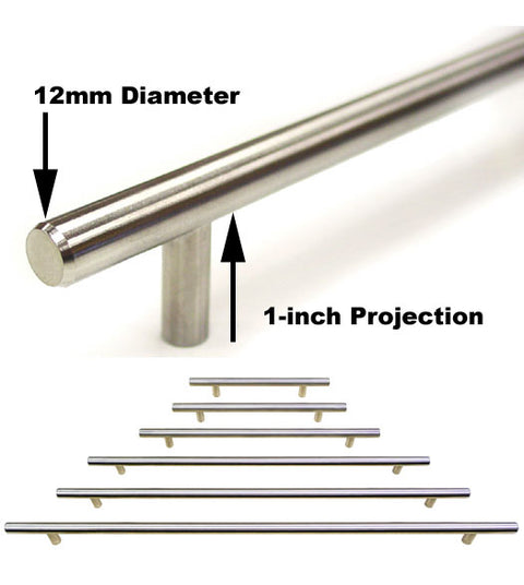 Small Length Stainless Steel Bar Pulls, from 3 inches - 7.5 inches c.c., Deltana BPxxxxSS