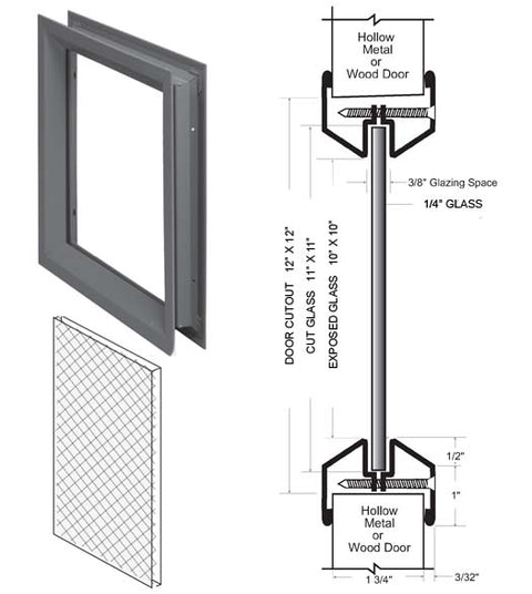 12 x 12 Lite Kit with Wired Glass, NGP L-FRA100-12x12-WG