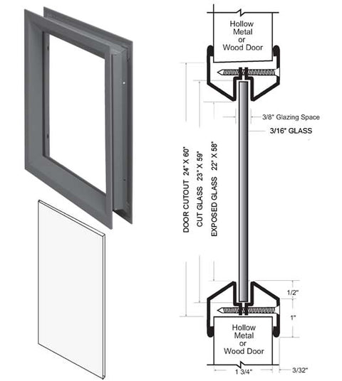 24 x 60 Lite Kit with Clear Glass, NGP L-FRA100-24x60-PyranF