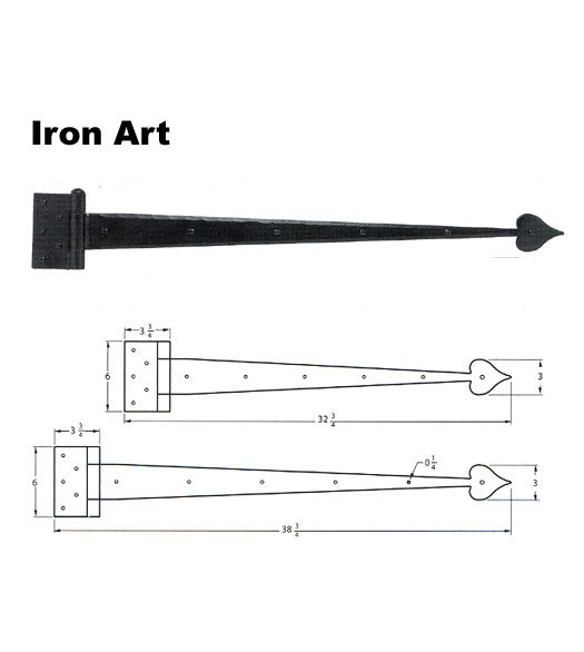 30-3/4 Inch Heavy Door Heart Tip Strap Hinges, Acorn IHJBP