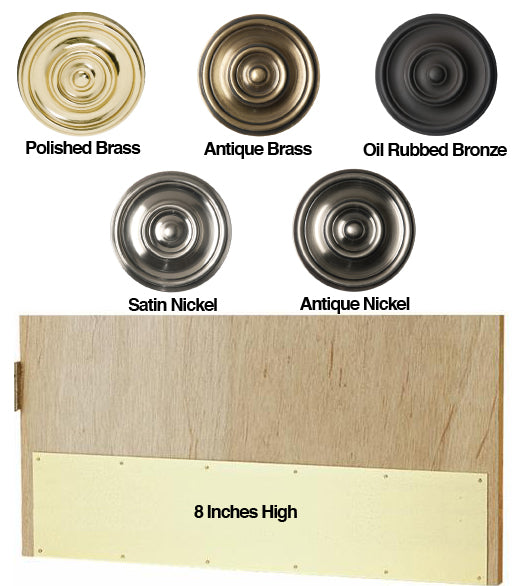8 inch High Solid Brass Door Kick Plates