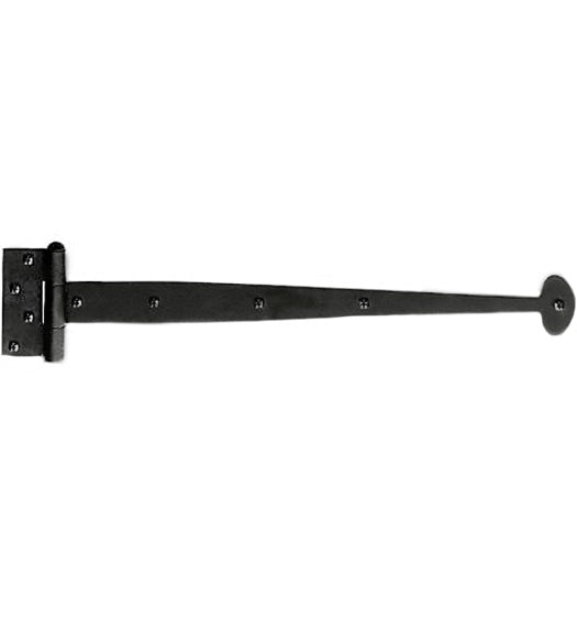 19-5/8 Inch Bean Tip Smooth Iron Heavy Strap Hinge, Acorn AIPBP