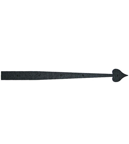 22-1/4 Inch Heart Tip Rough Iron Dummy Strap Hinge, Acorn RI1BP