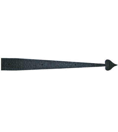 28-3/8 Inch Heart Tip Rough Iron Dummy Strap Hinge, Acorn RI3BP