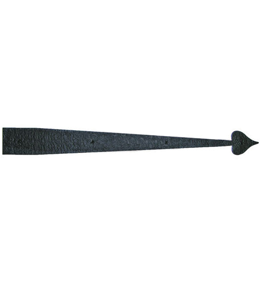 28-3/8 Inch Heart Tip Rough Iron Dummy Strap Hinge, Acorn RI3BP