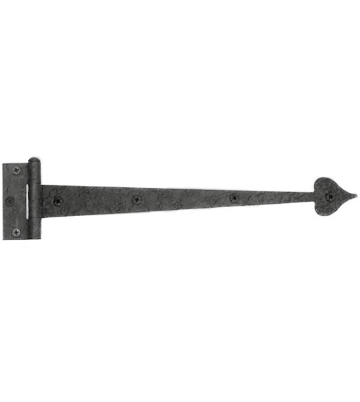 13 Inch Heart Tip Heavy Rough Iron Strap Hinge, Acorn RI6BP
