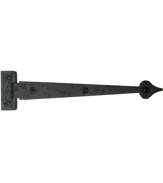 6-1/2 Inch Offset Rough Iron Cabinet Heart Tip Strap Hinge, Acorn RI9BQ