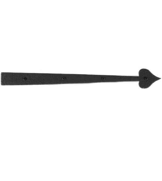 14 Inch Heart Tip Rough Iron Dummy Strap Hinge, Acorn RIDBP