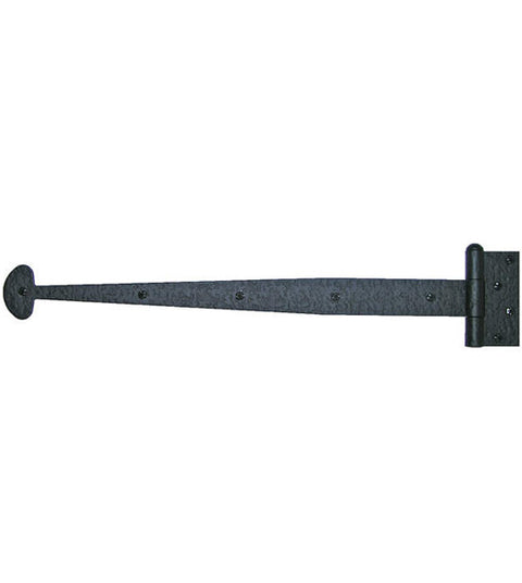 19-5/8 Inch Bean Tip Rough Iron Heavy Strap Hinge, Acorn RIHBP