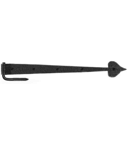 20-1/2 Inch Heart Tip Rough Iron Strap Hinge For Gates With Wood Screws, Acorn RIJBP