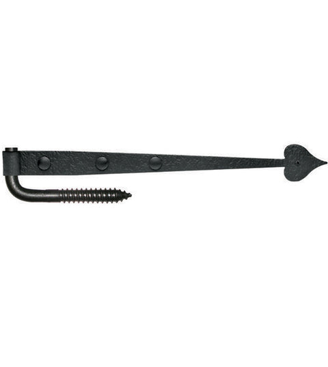 17 Inch Heart Tip Rough Iron Strap Hinge With Carriage Bolt, Acorn RILBP